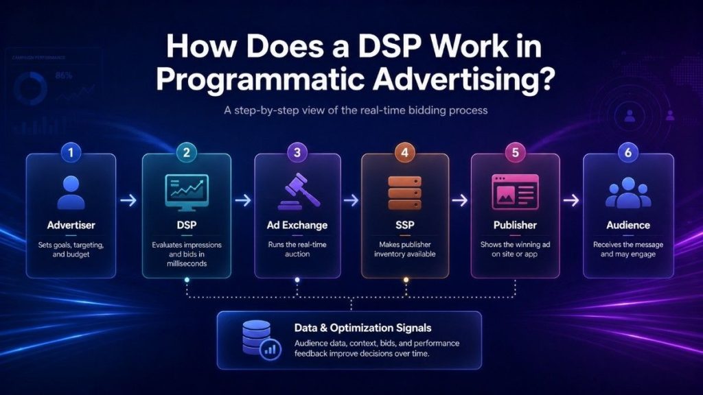 How Does a DSP Work in Programmatic Advertising - process workflow