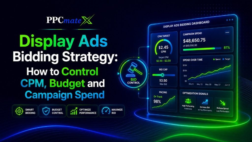 Feature image for Display Ads Bidding Strategy: How to Control CPM, Budget and Campaign Spend with bidding dashboard and spend controls.