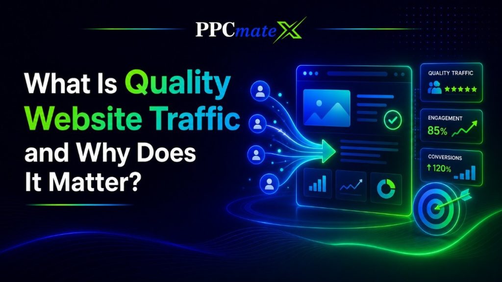 Feature image for What Is Quality Website Traffic and Why Does It Matter, showing targeted visitors, engagement, conversions, and growth.