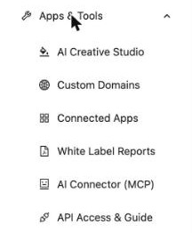 The Apps & Tools group in the left menu